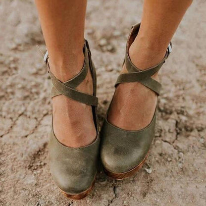 Classic Red Cross Strap High Heels
