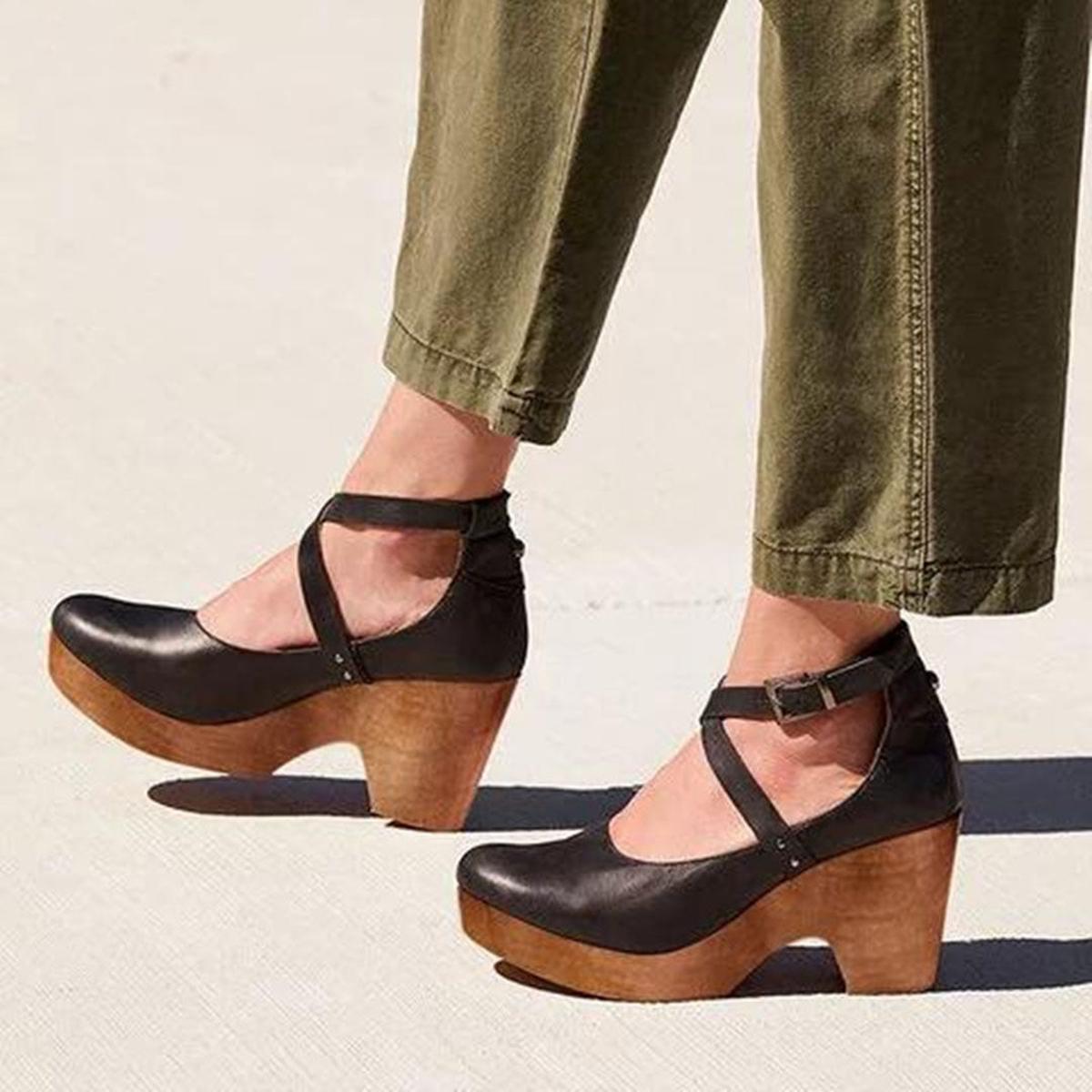 Classic Red Cross Strap High Heels - EasyApparels