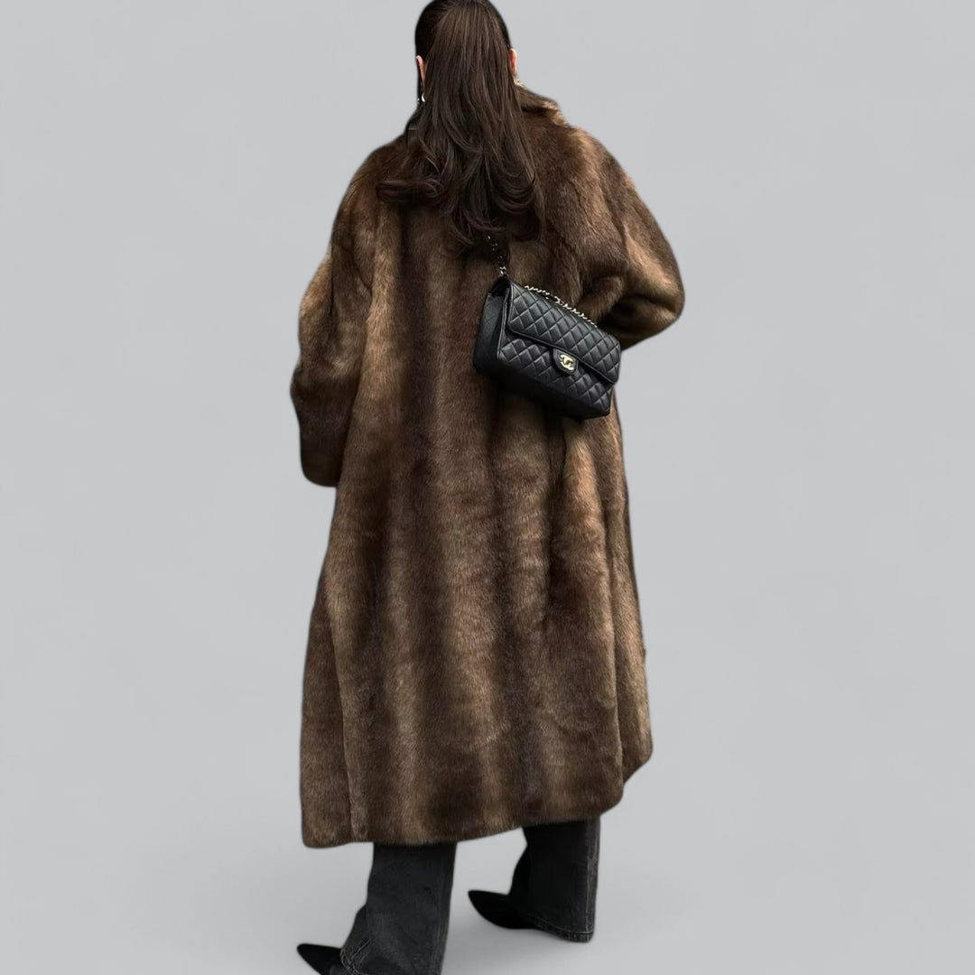 Luxurious Black Faux Fur Winter Coat for Women