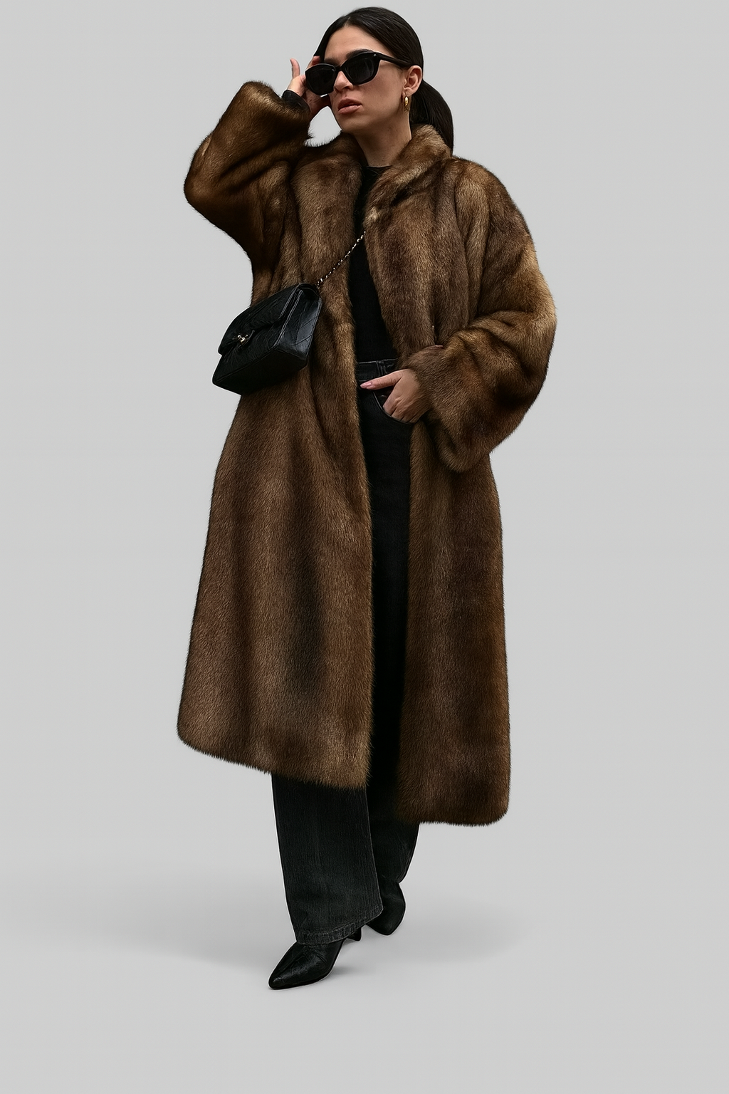Luxurious Black Faux Fur Winter Coat for Women - Vossary