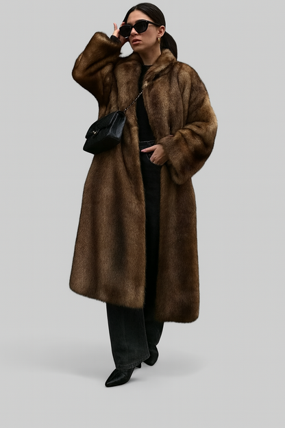 Luxurious Black Faux Fur Winter Coat for Women - Vossary