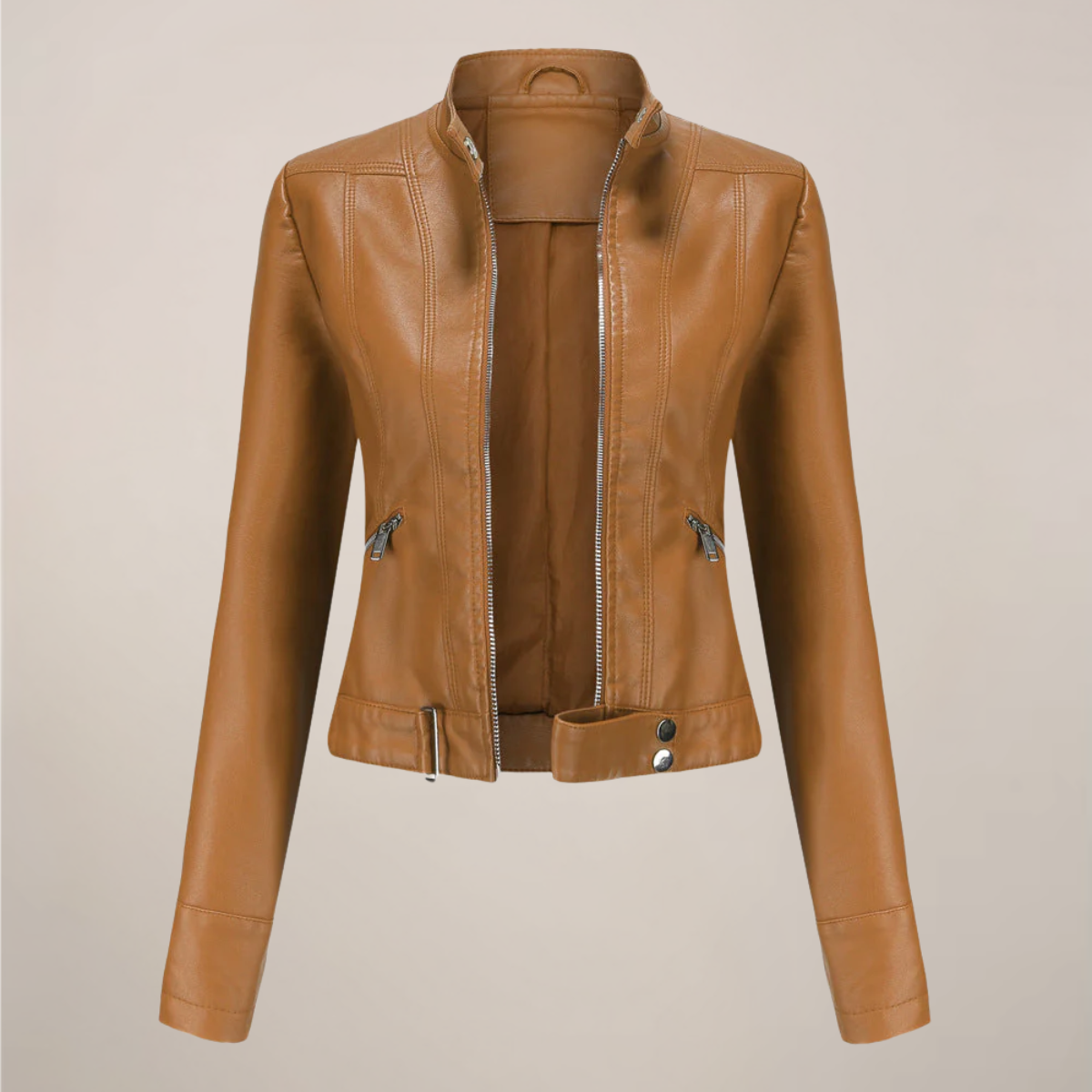 Edgy Fake Leather Motorcycle Jacket for Women