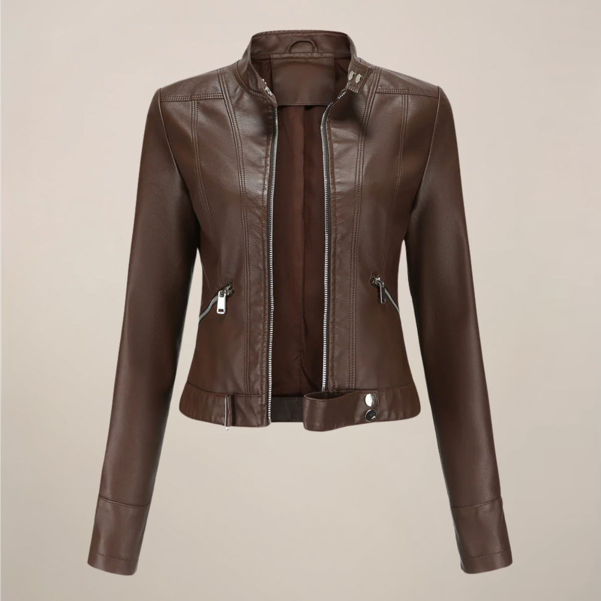 Edgy Fake Leather Motorcycle Jacket for Women