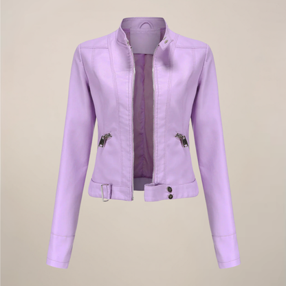 Edgy Fake Leather Motorcycle Jacket for Women