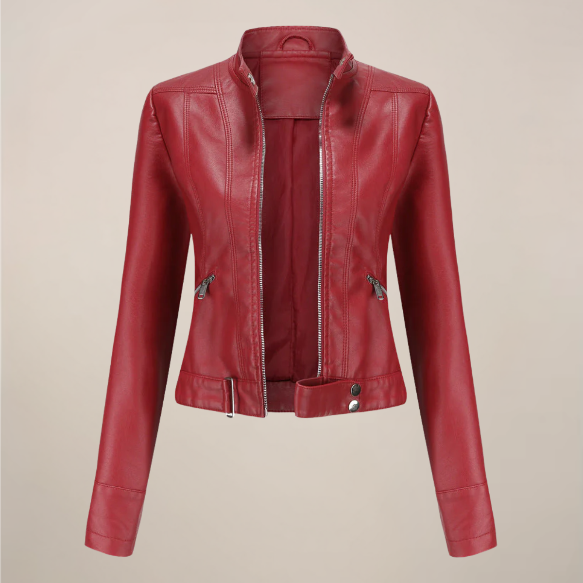 Edgy Fake Leather Motorcycle Jacket for Women