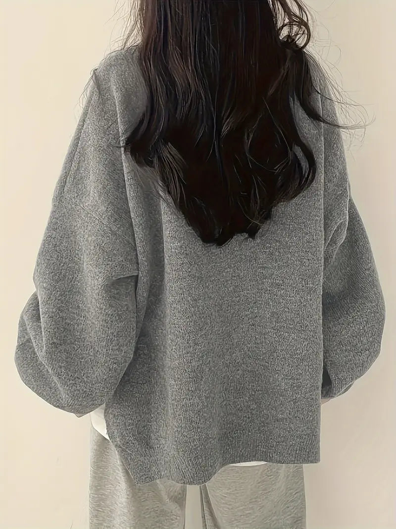 Women's Soft Oversized Knit Sweater - Classic Crew Neck Style