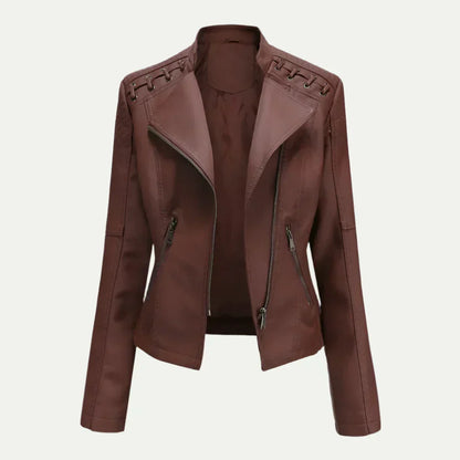 Fashionable Uneven Zip Ladies Quilted Jacket