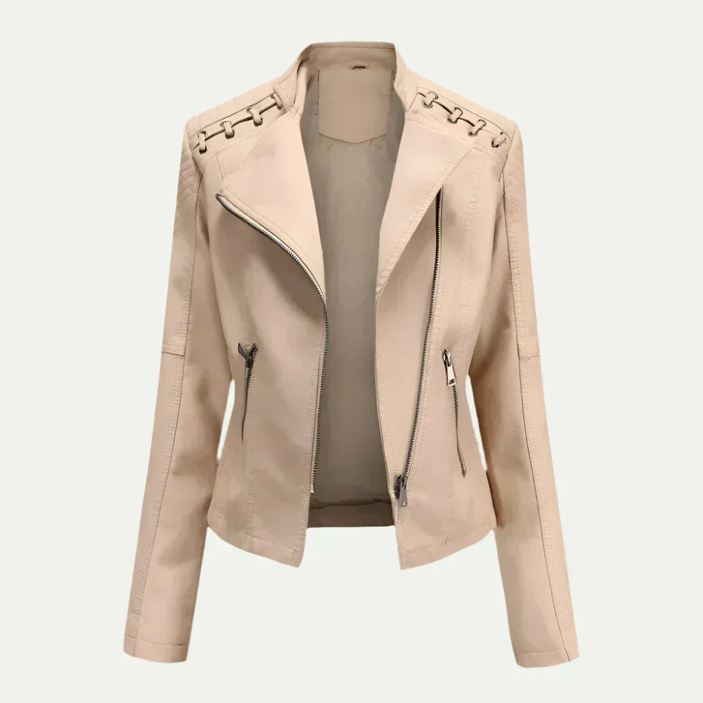 Fashionable Uneven Zip Ladies Quilted Jacket