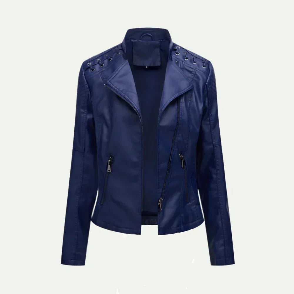 Fashionable Uneven Zip Ladies Quilted Jacket