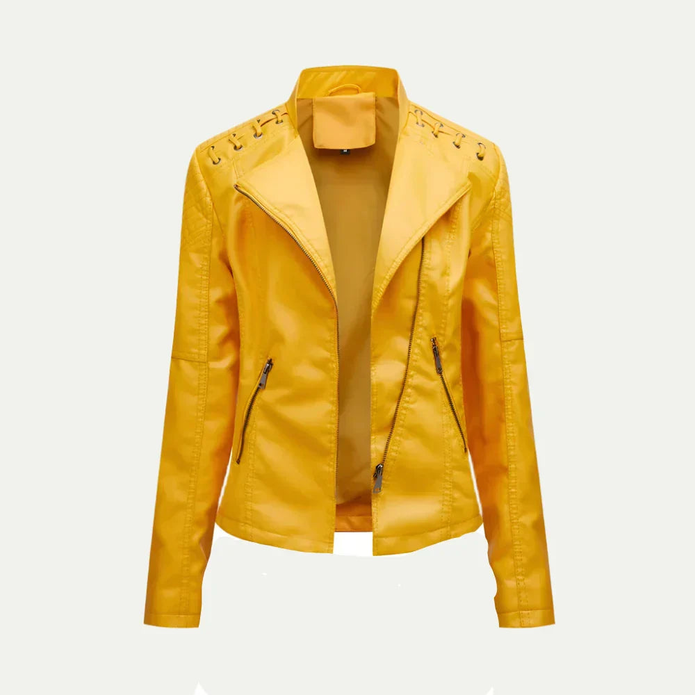 Fashionable Uneven Zip Ladies Quilted Jacket