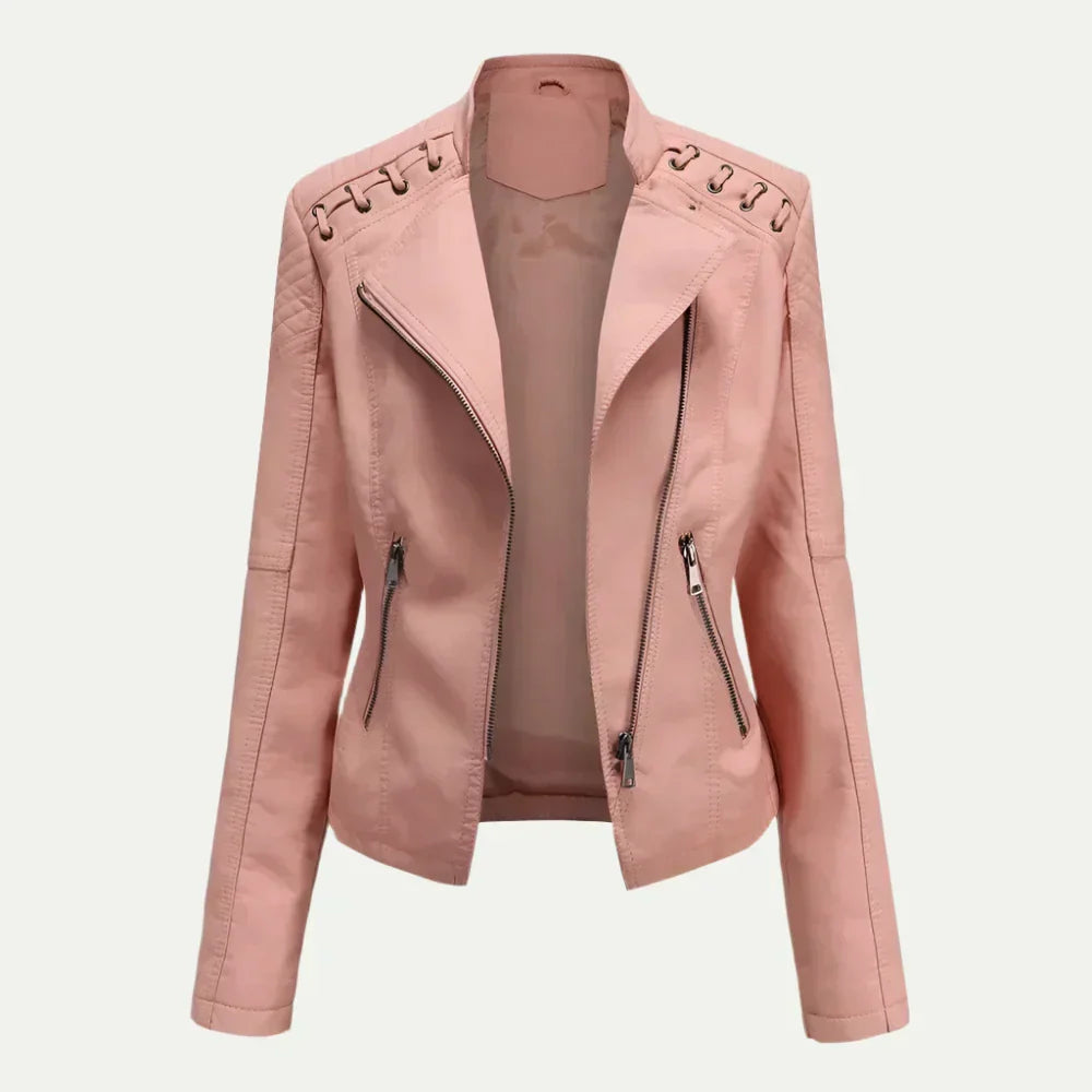 Fashionable Uneven Zip Ladies Quilted Jacket