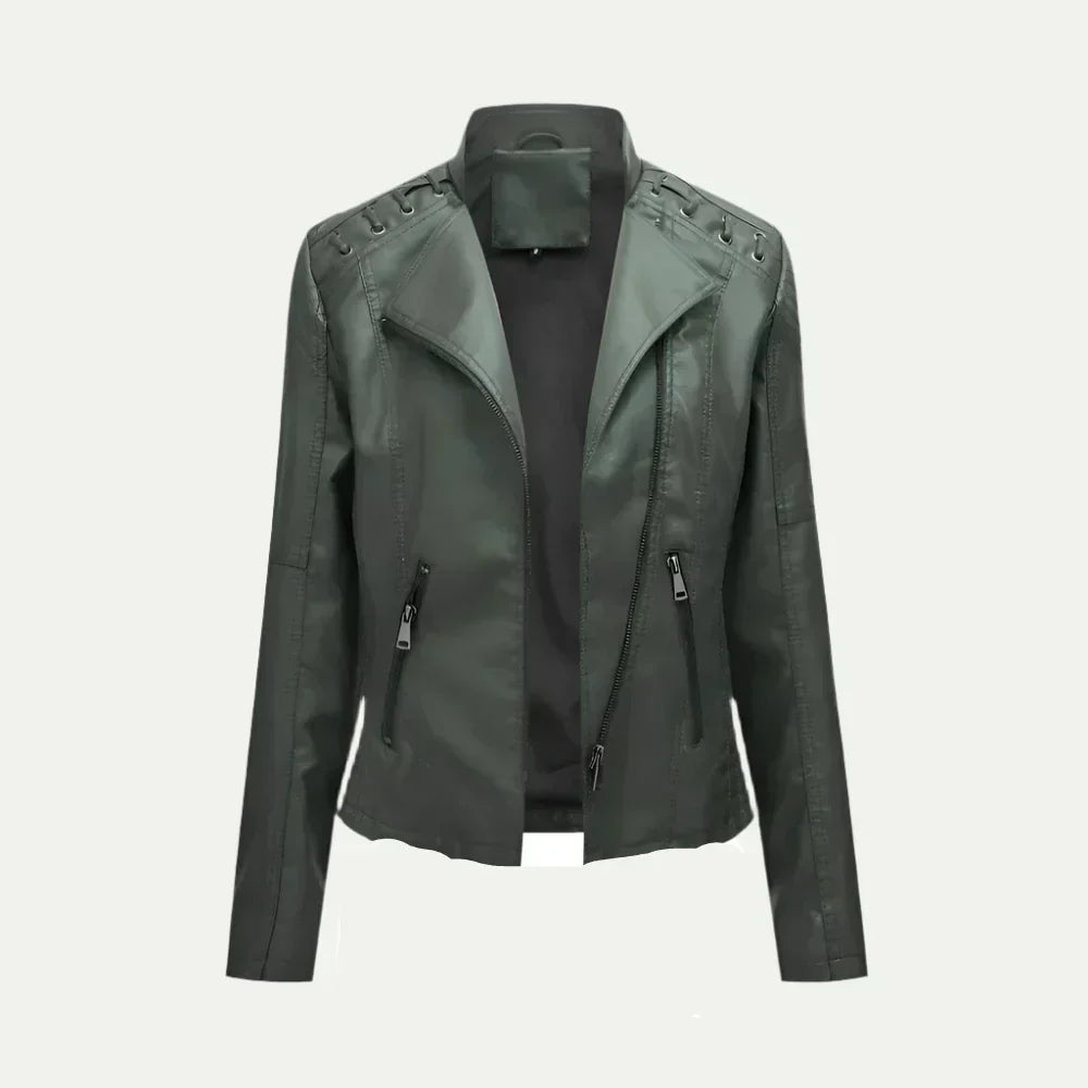 Fashionable Uneven Zip Ladies Quilted Jacket