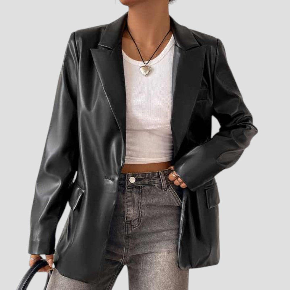 Classic Ladies Black Tailored Blazer Jacket - Vossary