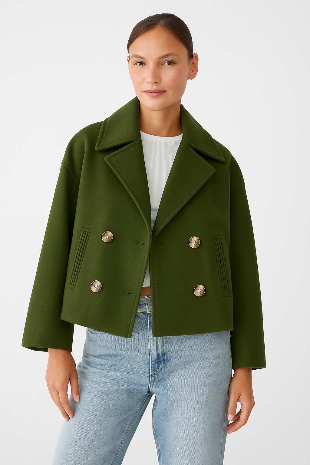 Classic Female Short Jacket - Elegant Open Front Design