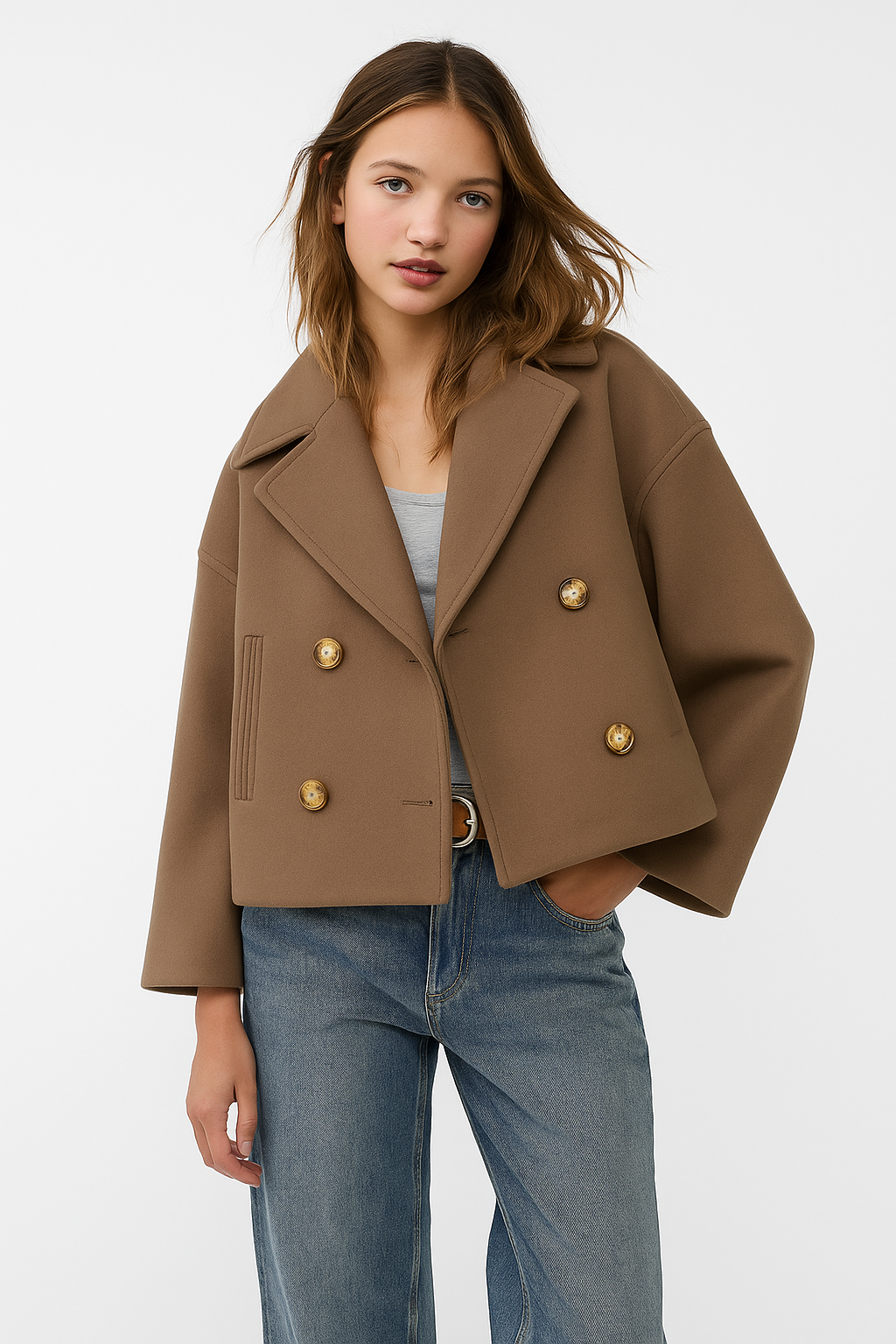 Classic Female Short Jacket - Elegant Open Front Design