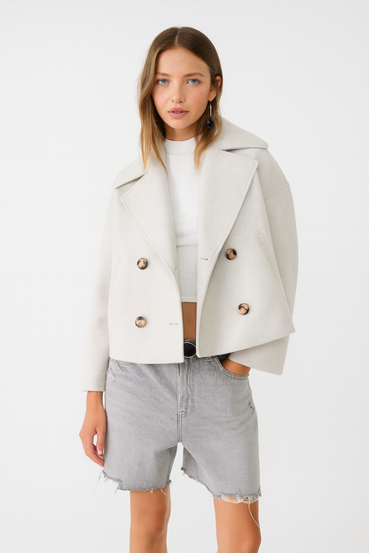 Classic Female Short Jacket - Elegant Open Front Design