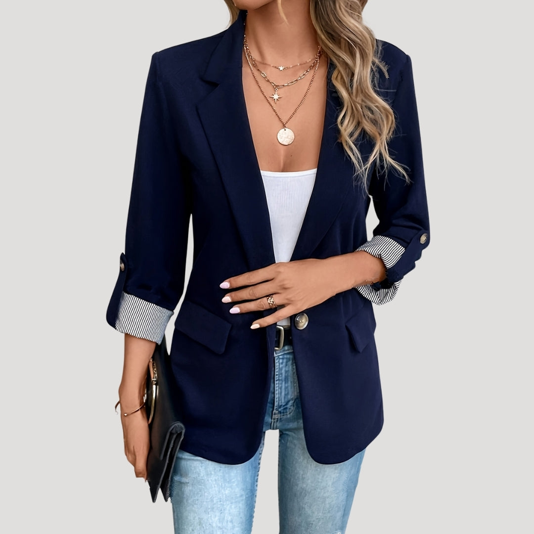 Stylish Ladies' Jacket with Rolled Up Sleeves - Vossary