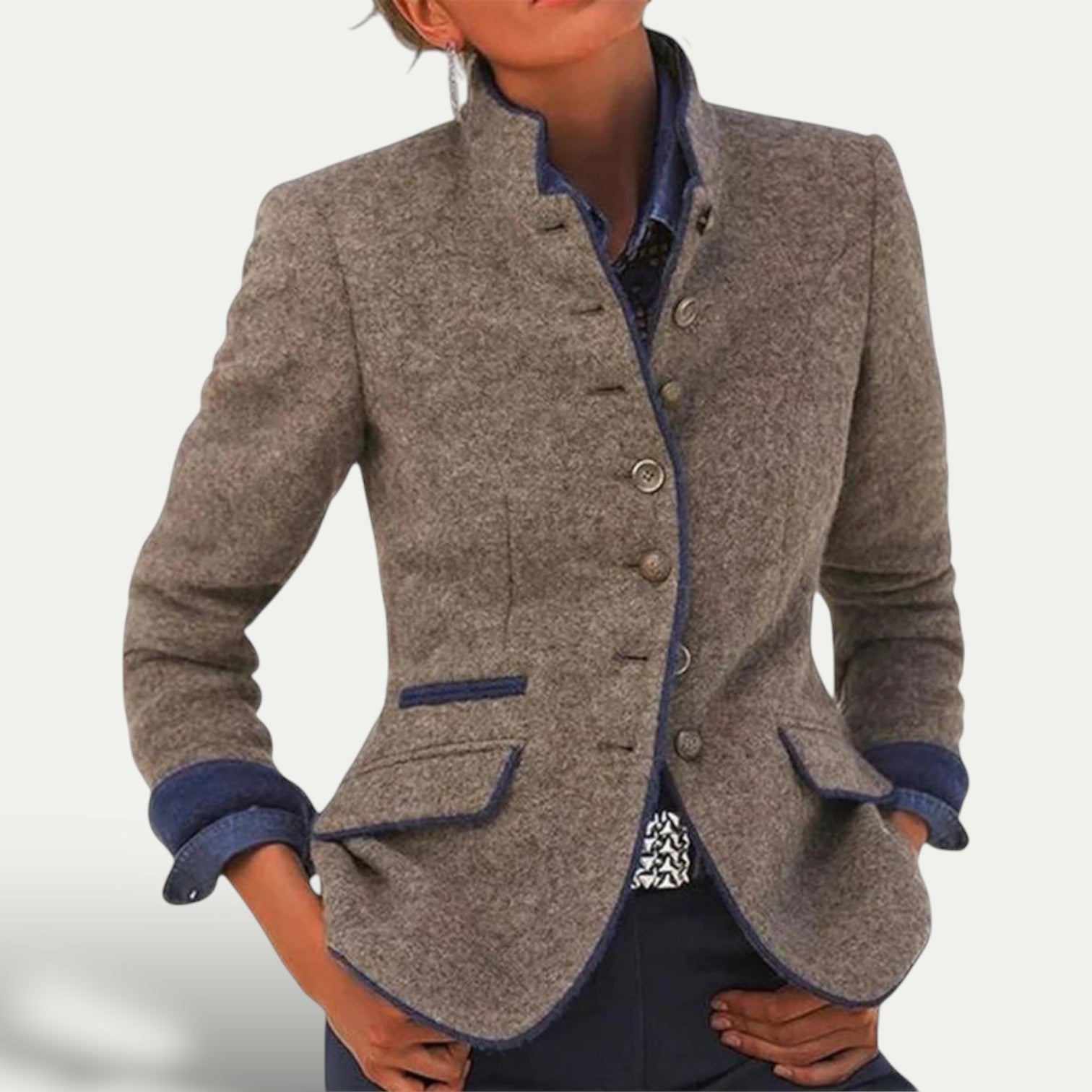 Stylish Ladies' Short Jacket with Classic Collar - Vossary