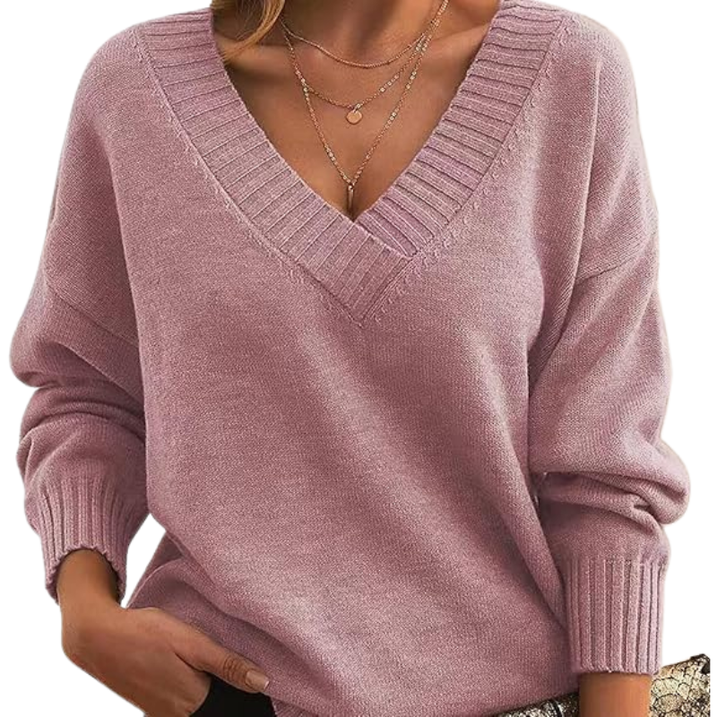Soft Women's Casual V-Neck Pullover Sweater