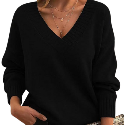 Soft Women's Casual V-Neck Pullover Sweater