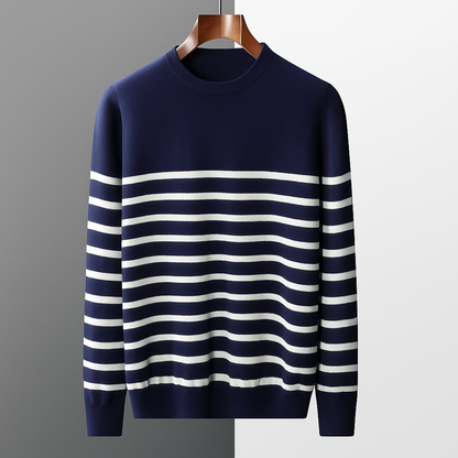 Classic Striped Crew Neck Wool Sweater - Vossary