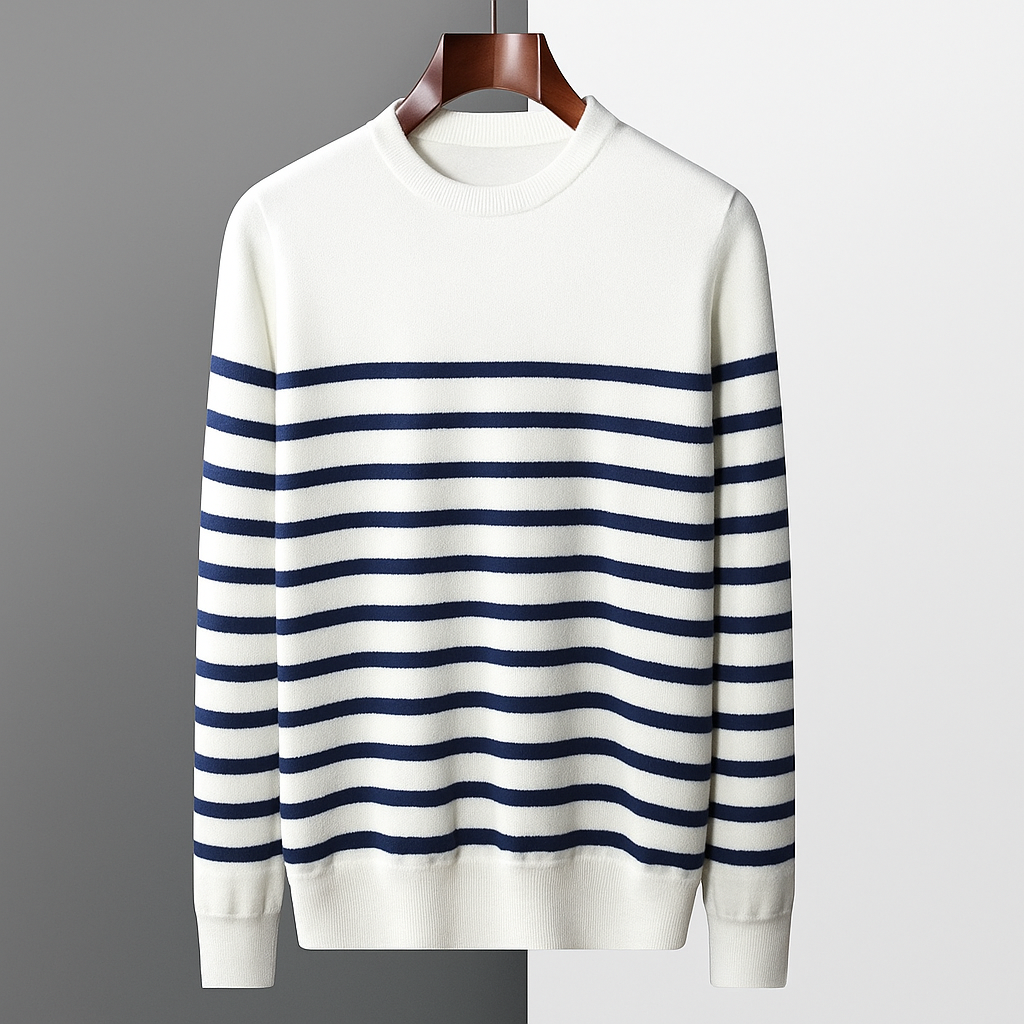 Classic Striped Crew Neck Wool Sweater