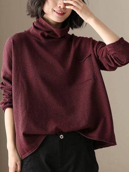 Casual Fit Turtleneck Top | Long Sleeve Shirt