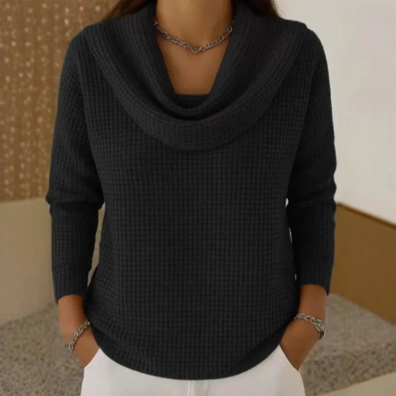 Cozy Cable Knit Sweater With Soft Cowl Neck