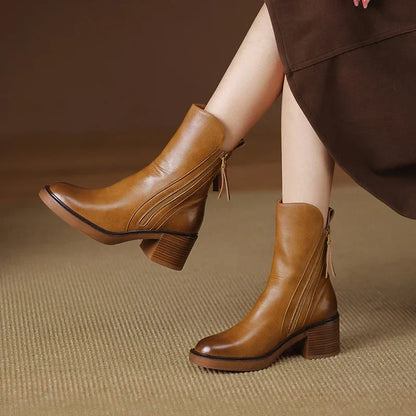 Ladies' Low Block Heel Zip Boots