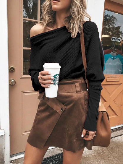 Oversized Asymmetric Knit Sweater for Women