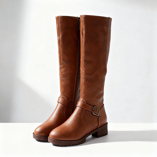 Classic Black Leather Riding Boots - EasyApparels