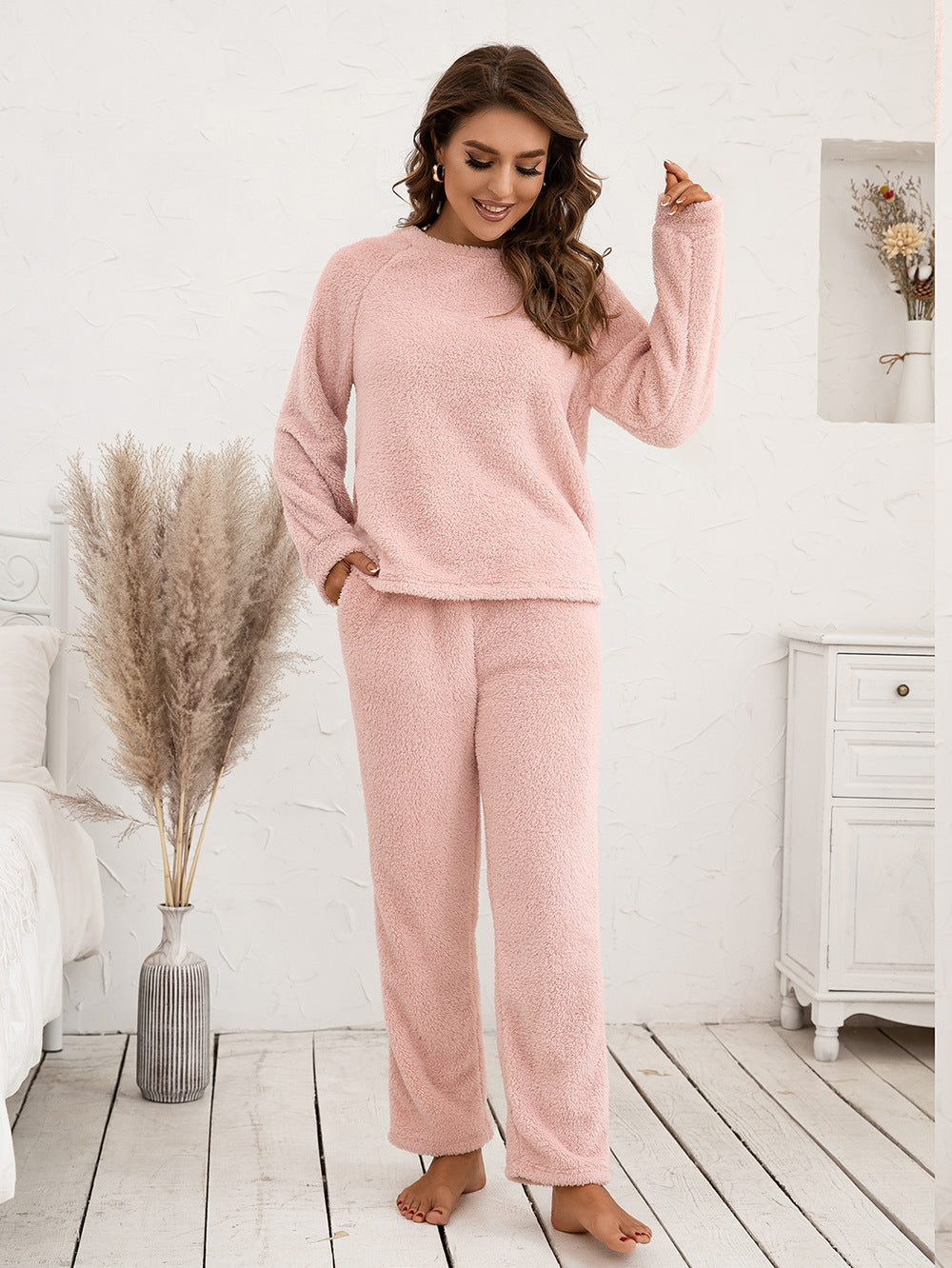 Cozy Plush Long Sleeve Loungewear Set - EasyApparels