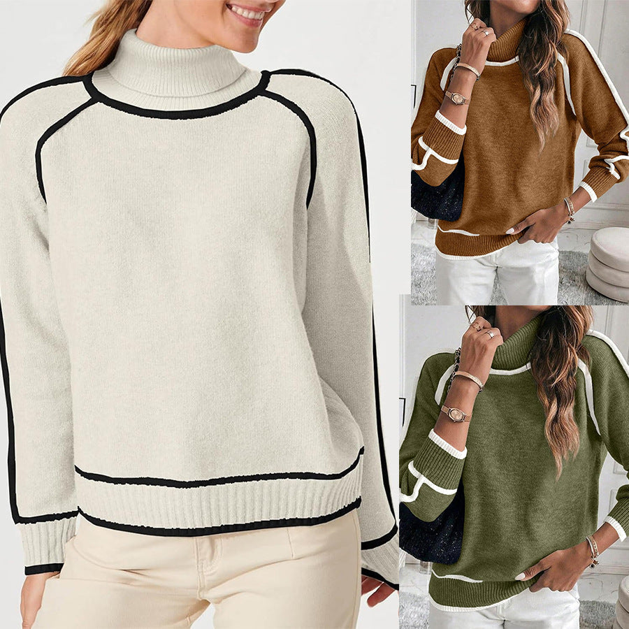 Cozy Female Crew Neck Pullover Sweater - Luxicro