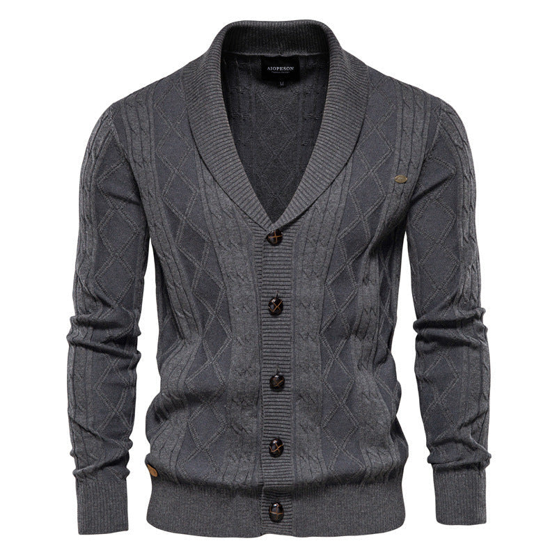 Cozy Crew Neck Men's Cardigan Sweater
