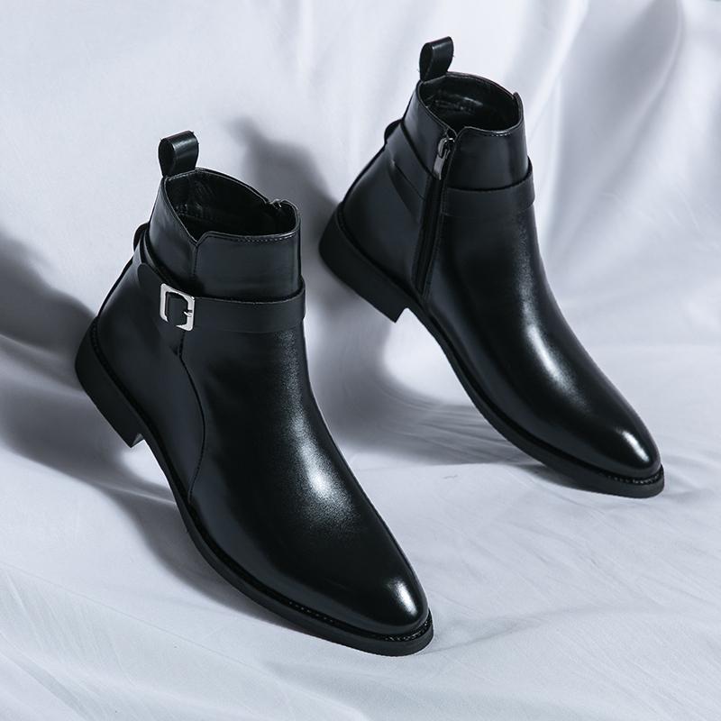 Premium Mens Leather Ankle Boots with Side Zip