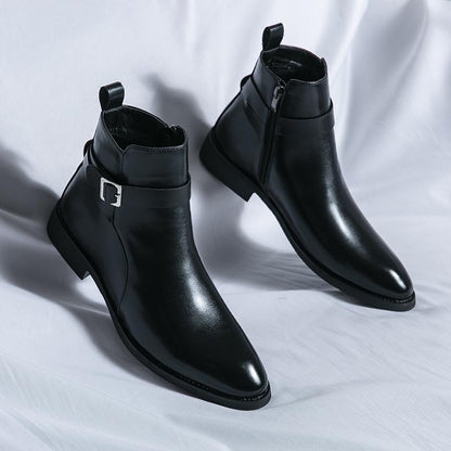 Premium Mens Leather Ankle Boots with Side Zip