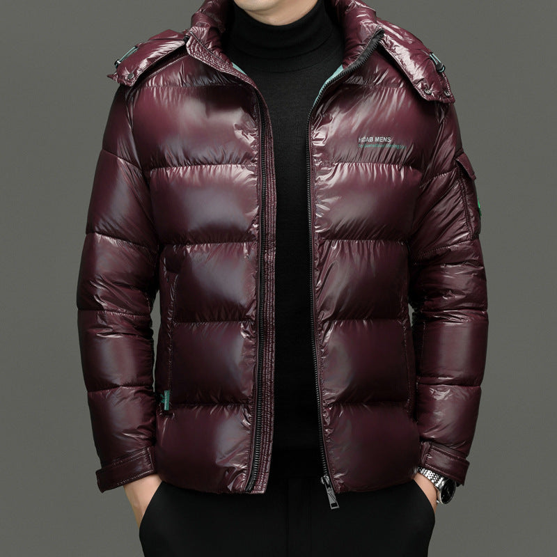 Warm Men's Down Puffer Coat - Quilted Hooded Jacket