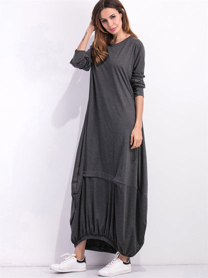 Comfortable Oversized Crew Neck Sweat Dress - EasyApparels