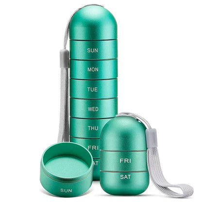Compact 7 Day Pill Box Waterproof Travel Case