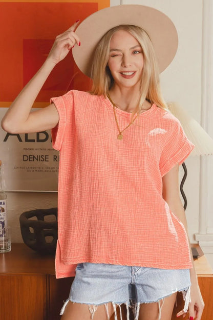 Soft Pastel Double Layer Short Sleeve Blouse - EasyApparels