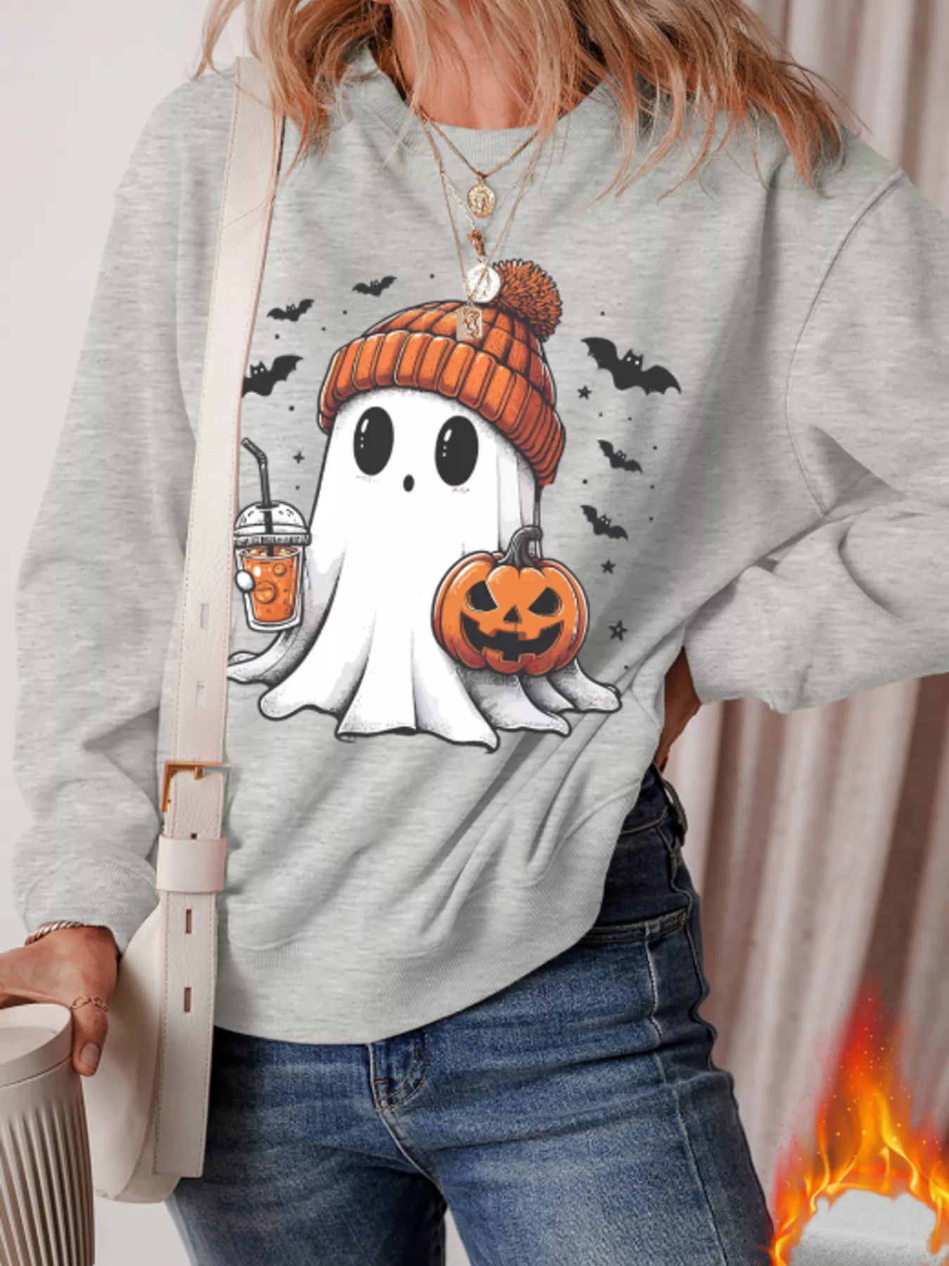 Spooky Spirit Crew Neck Pullover Sweatshirt - EasyApparels