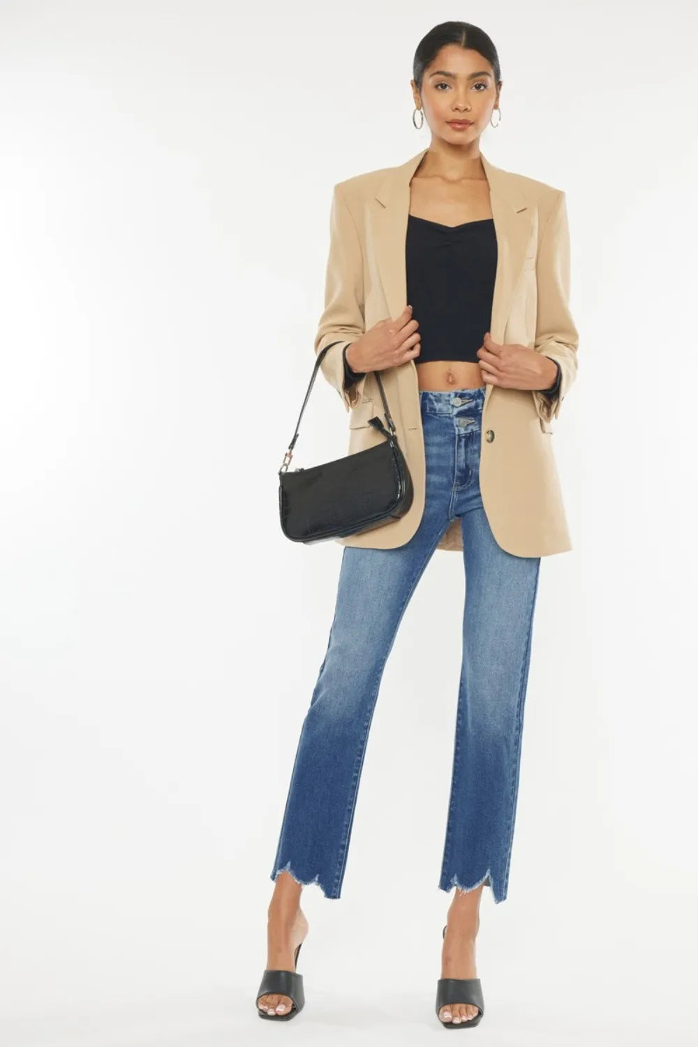 High Waist Slim Fit Straight Leg Jeans - EasyApparels