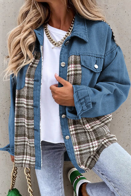 Classic Checked Flannel Denim Jacket