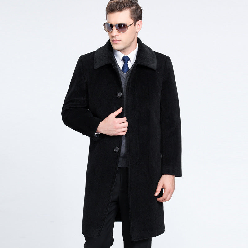 Comfortable Traditional Mens Coat - Medium Length Wool Blend - Luxicro