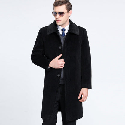 Comfortable Traditional Mens Coat - Medium Length Wool Blend - Luxicro