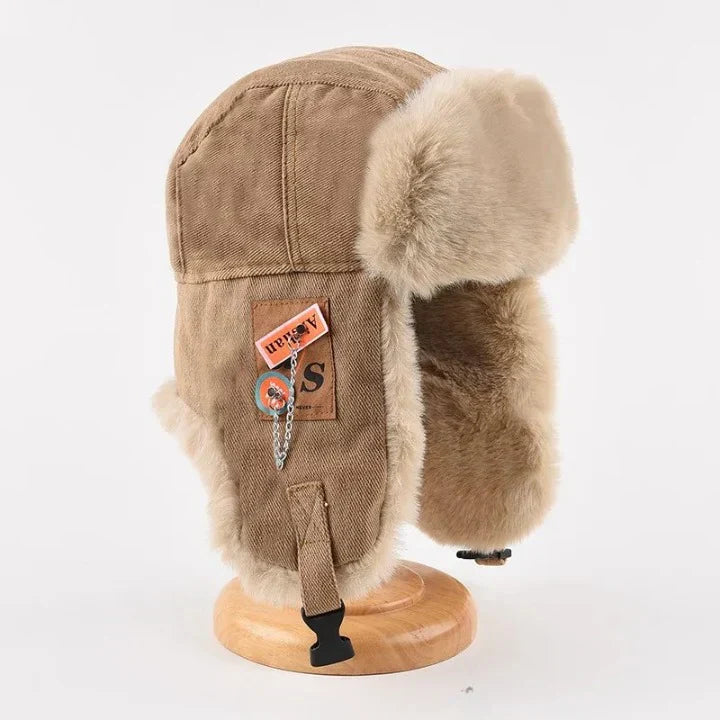 Warm Fur Lined Trapper Hat with Ear Flaps - Vossary