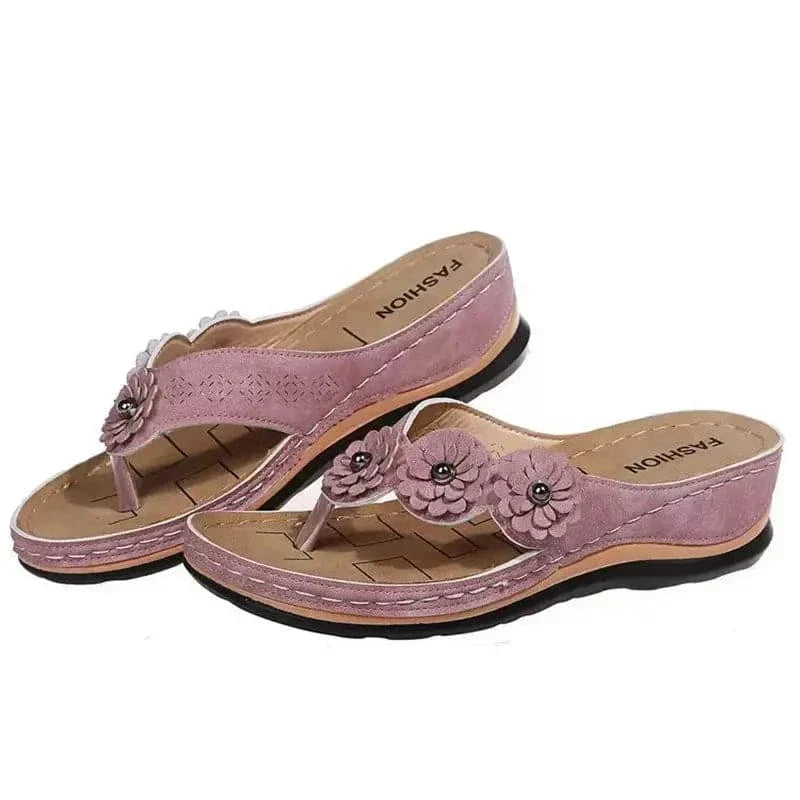 Comfortable Women's Slide Sandals with Floral Accents