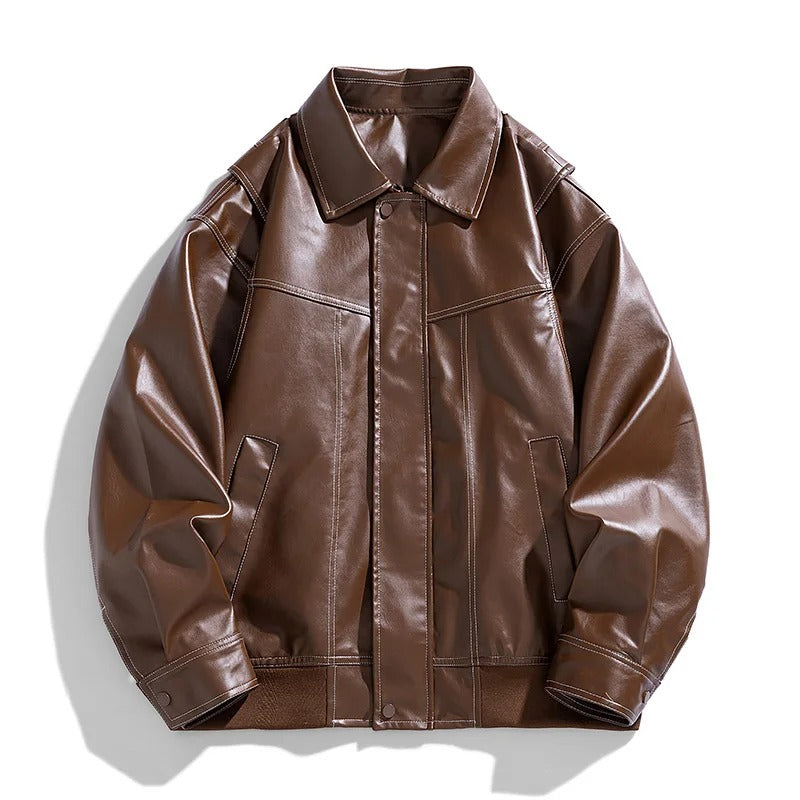 Stylish Men's Large Leather Aviation Jacket