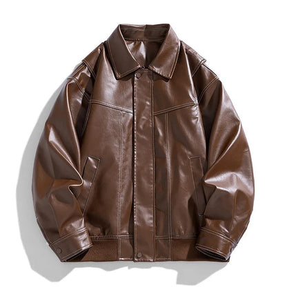 Stylish Men's Large Leather Aviation Jacket