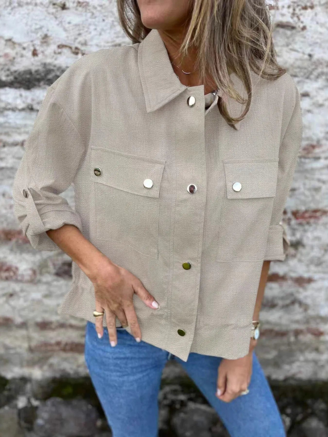 Practical Women's Jacket with Buttons and Storage Pockets - EasyApparels